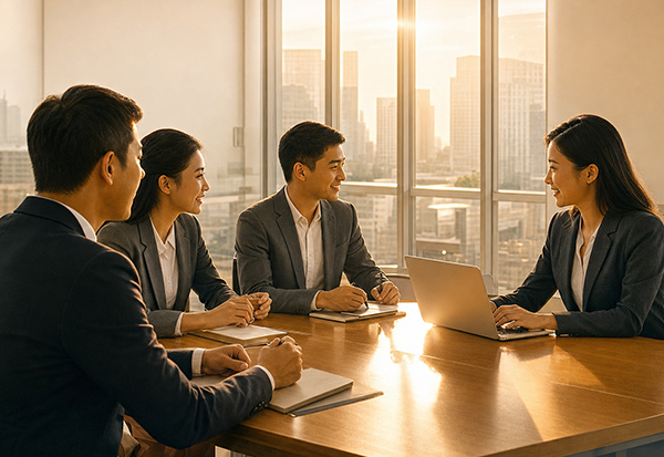 Business professionals having a meeting